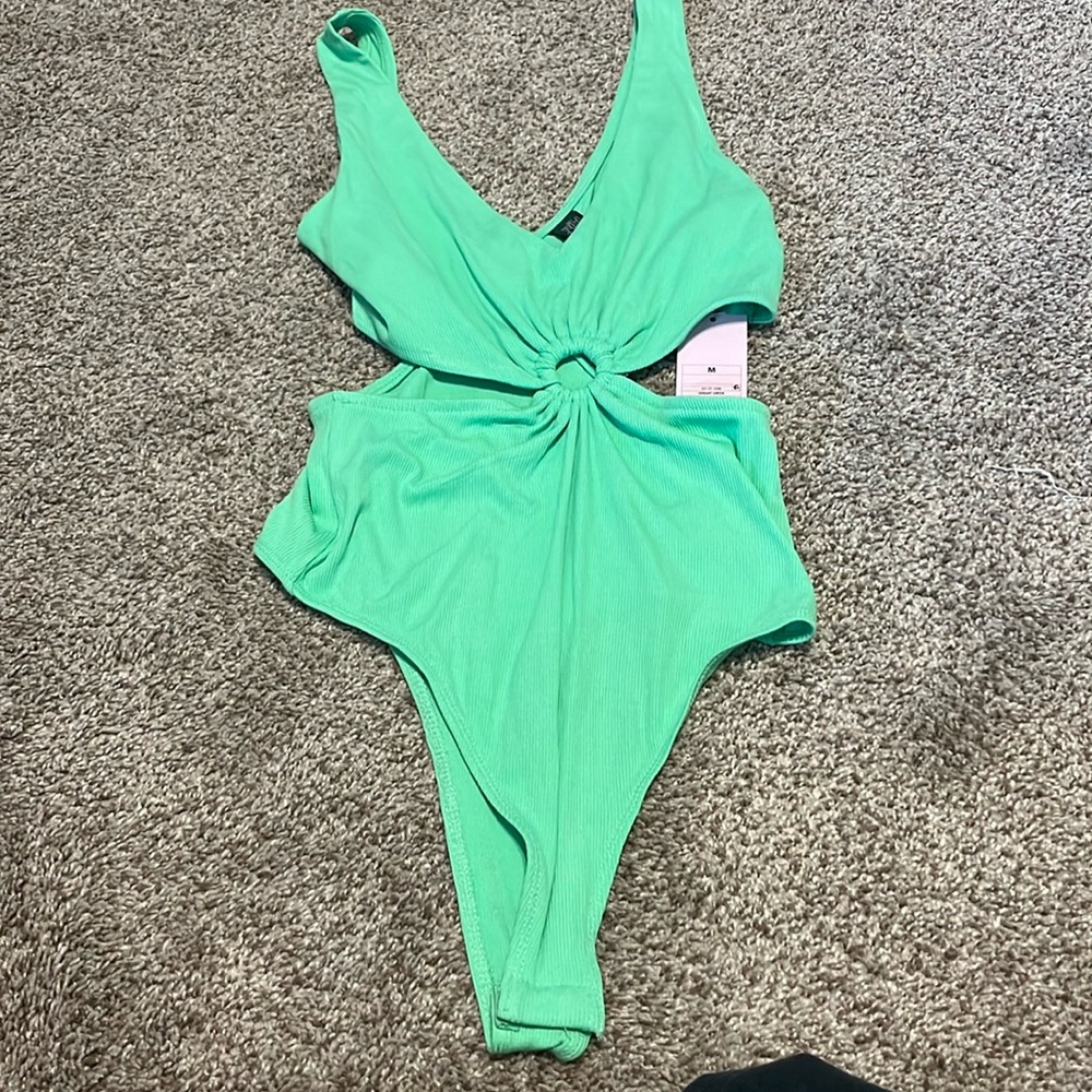Wild Fable Neon Green Cut out Body Suit